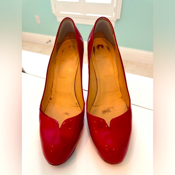 Authentic Christian Louboutin Red Patent 85M Leather Pumps - Size 40.5 - Picture 3 of 6